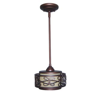 allen + roth Box Mini Pendant 8 in W French Bronze Mini Pendant Light with Tinted Shade