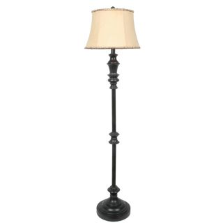 Absolute Decor 64 in Rustic Pine Indoor Floor Lamp with Fabric Shade