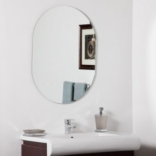 Decor Wonderland Khloe 31.5 in H x 23.6 in W Oval Frameless Bathroom Mirror with Hardware and Beveled Edges
