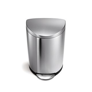 simplehuman 40 Liter(S) Fingerprint Proof Brushed Stainless Steel Semi Round Step Indoor Garbage Can