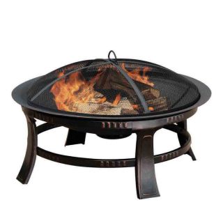 Pleasant Hearth 30 in W Rubbed Bronze Steel Wood Burning Fire Pit