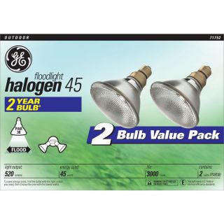 GE 2 Pack 45 Watt PAR38 Medium Base Bright White Outdoor Halogen Flood Light Bulbs