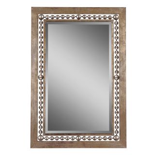 Global Direct 33.25 in x 49.25 in Antiqued Silver Leaf Rectangular Framed Wall Mirror