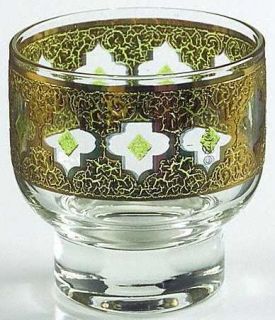 Culver Valencia Punch Cup   Green/Gold Filigree  Design,Smooth Stem