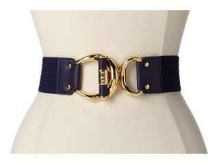 LAUREN by Ralph Lauren 1 3/4 Ribbed Stretch Belt w/ Leather Wrapped Toggle Interlock Womens Belts (Black)