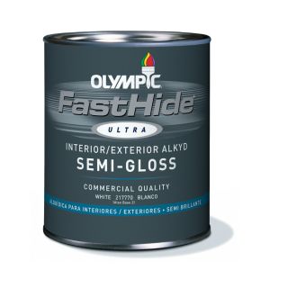 FastHide 4 Quart Interior/Exterior Semi Gloss White Oil Base Paint