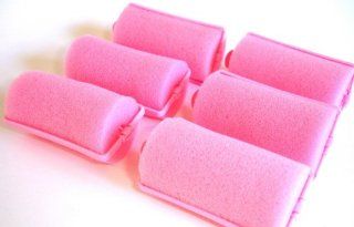 2 Pack (each contains 6 rollers) Soft PINK Foam Hair Styling Rollers SPONGE Curlers LARGE 1" (you are getting total of 12 rollers)  Sponge Rollers For Long Hair  Beauty