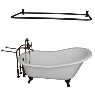 Barclay 71.25 in L x 30.25 in W x 72 in H Oil Rubbed Bronze Cast Iron Oval Clawfoot Bathtub with Back Center Drain