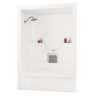 MAAX Aspen 31.75 in W x 59.5 in D x 85 in H White Acrylic Shower Wall Surround Side and Back Panels