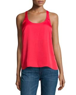 Edita Charmeuse Twisted Back Top, Lipstick Red