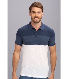 Calvin Klein Jeans 3 Color Blocked S/S Polo Mens Short Sleeve Pullover (Navy)