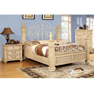 Furniture Of America Lucielle 2 piece Antique White Bed With Nightstand Set
