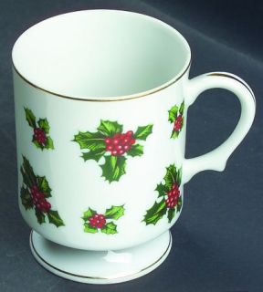 Lefton Holly Mug, Fine China Dinnerware   Holly,Red Berries,No Candy Cane Border