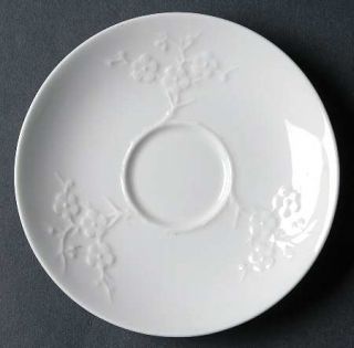 Spode Blanche De Chine (All White) Saucer, Fine China Dinnerware   All White, Em