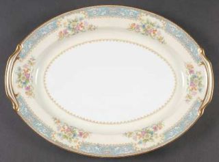 Noritake Cerulean 13 Oval Serving Platter, Fine China Dinnerware   Blue Border,