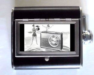 SENTINEL PORTABLE RADIO 1955 RETRO AD Whiskey and Beverage Flask, ID Holder, Cigarette Case Holds 5oz Great for the Sports Stadium Kitchen & Dining