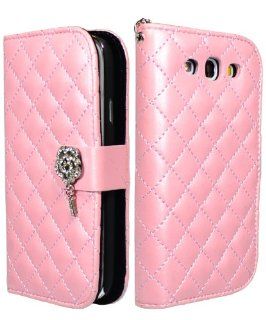 BasTexWireless Bastex Light Pink PU Leather Wallet Flip Case with Silver Flower Bling Cover for Samsung Galaxy S3 i9300 Electronics