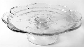 Anchor Hocking Savannah Clear Cake Plate with Dome, Plate Only   Pressed,Floral