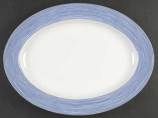 Fitz & Floyd Les Bands Blue 14 Oval Serving Platter, Fine China Dinnerware   Bl