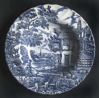 Myott Staffordshire Hunter Blue Rim Soup Bowl, Fine China Dinnerware   Blue, Man
