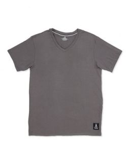 Luxe V Neck Tagless Jersey Tee, Gray