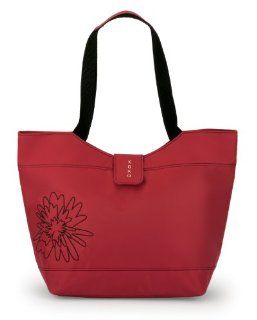 Koko Nicole Lunch Bag, Red Nylon with Floral Embroidery Reusable Lunch Bags Kitchen & Dining