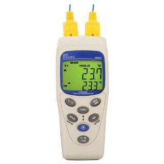 Thermocouple Probe Thermometer  2 Channel  Type K/J  Sper Scientific  800007 Science Lab Digital Thermometers