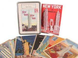 Cavallini Carte Postale New York New York Theme Tin of 18 (All Different) Assorted Vintage Look Postcards Clothing