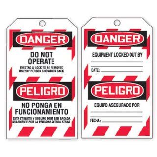 Accuform Signs TDR319 Refill Tags Pack for QuickTags Safety Tag Dispenser, Legend "DANGER DO NOT OPERATE   THIS TAG & LOCK TO BE REMOVED ONLY BY PERSON SHOWN ON BACK/PELIGRO NO PONGA EN FUNCIONAMIENTO", PF Cardstock (Pack of 100) Industrial 