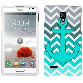 LG Optimus L9 Anchor Chevron Grey Green Turquoise Pattern Phone Case Cover Cell Phones & Accessories