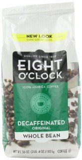 Eight O'Clock Coffee Decaffeinated Whole Bean Coffee, 36 Ounce  Roasted Coffee Beans  Grocery & Gourmet Food