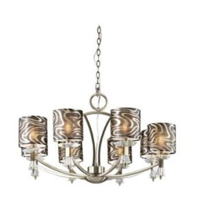 Trans Globe 70118 AB Eight Light Large Retro Chandelier, Antique Brass Finish with Black/Gold Shade with Clear Crystal    