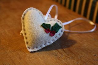 mini heart holly tree decoration by glosters