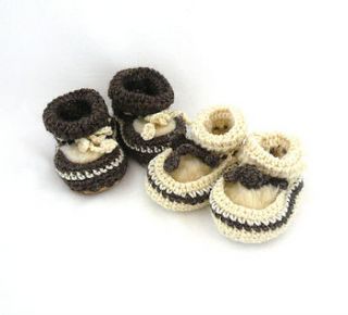 crocheted booties by baa baby