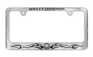Harley Davidson Willie G Skull With Flames License Plate Frame HD Plate Holder Automotive