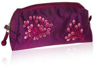 silk flower wash/ cosmetic bag three colours by ethical trading company