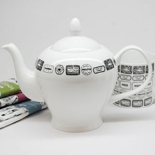 illustrated biscuit teapot by martha mitchell design