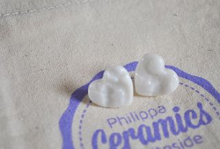 porcelain heart earrings by philippa whiteside ceramics