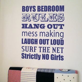 boys bedroom rules wall sticker by nutmeg