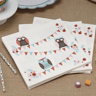 patchwork owl party paper napkins by ginger ray