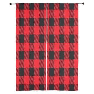 red black check pattern 84 Curtains by designsanddesigns