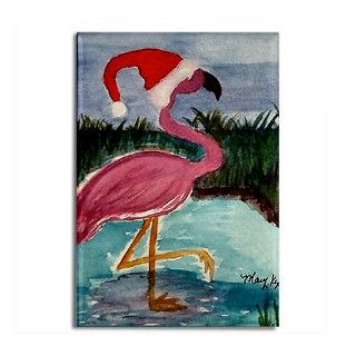 Santa Flamingo Rectangle Magnet by bythebeach