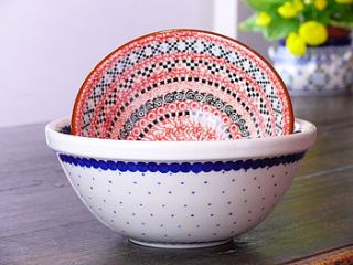 hand decorated cereal bowl by blue dot pottery