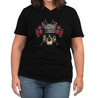 Confederate Skull Womens Plus Size V Neck Dark T  by rotntees