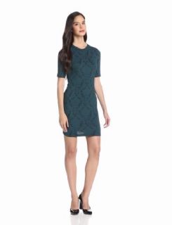 eight sixty Women's Rose Baroque Knit Fitted Dress, Teal, X Small