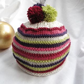 vibrant stripey childrens hat by yummy art and craft