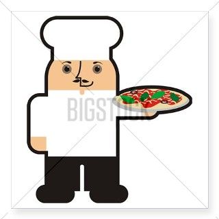 Fat Italian male man pizza Square Sticker 3 x 3 by Admin_CP70839509