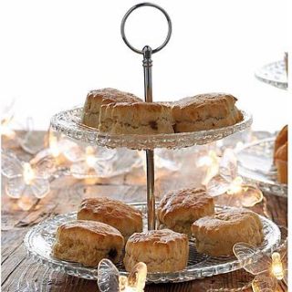 two tier cut glass design cake stand by the country cottage shop