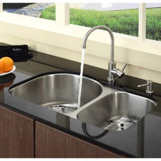 Kraus Stainless Steel 16 Gauge Undermount 30 Double Bowl Kitchen Sink