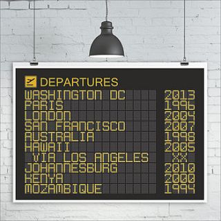 personalised departures board print by kiaco